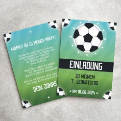 Einladungskarte im Fußballdesign mit Ihren Wunschtexten