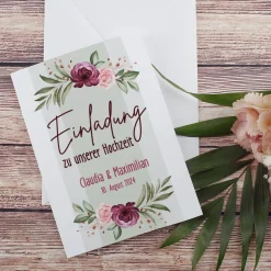 Einladungskarten - Rosen - zur Hochzeit