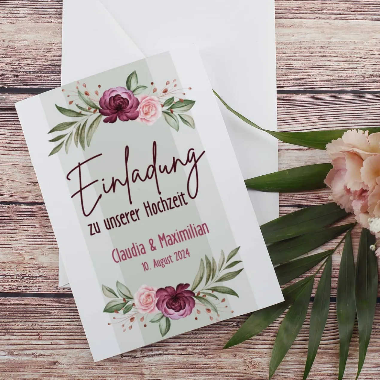 Einladungskarten - Rosen - zur Hochzeit