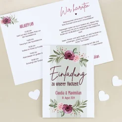 Einladungskarten - Rosen - zur Hochzeit