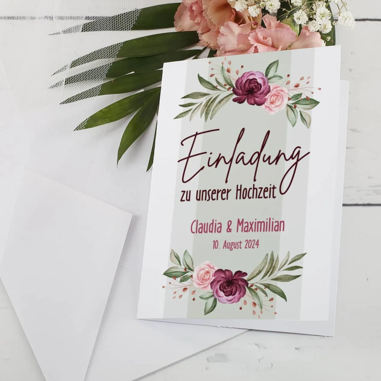 Einladungskarten - Rosen - zur Hochzeit