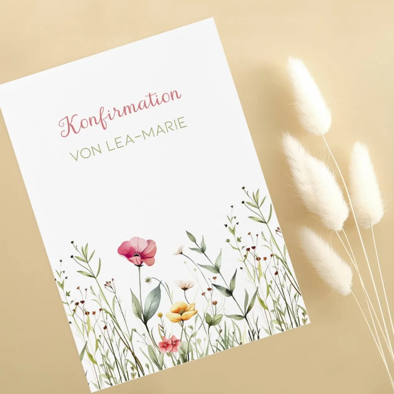 Einladungskarte - Wildblumen - zur Taufe, Kommunion oder Konfirmation