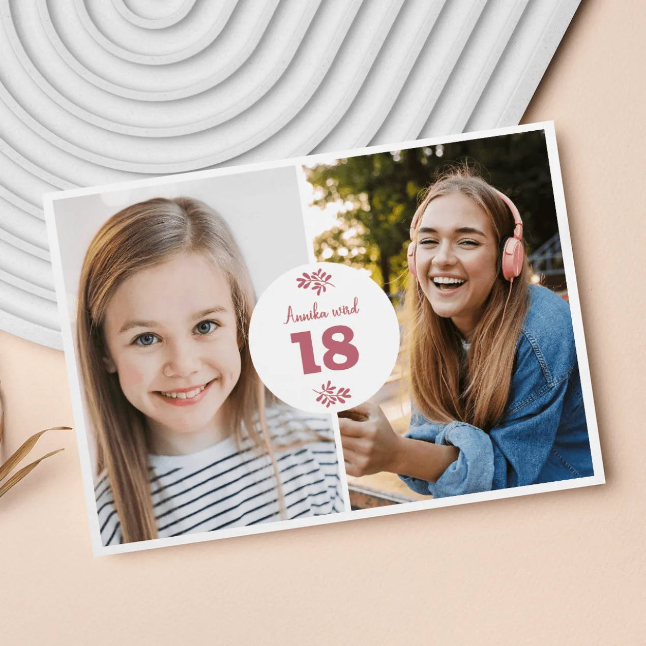 Einladungskarte zum Geburtstag mit 2 Fotos und Ihren Texten