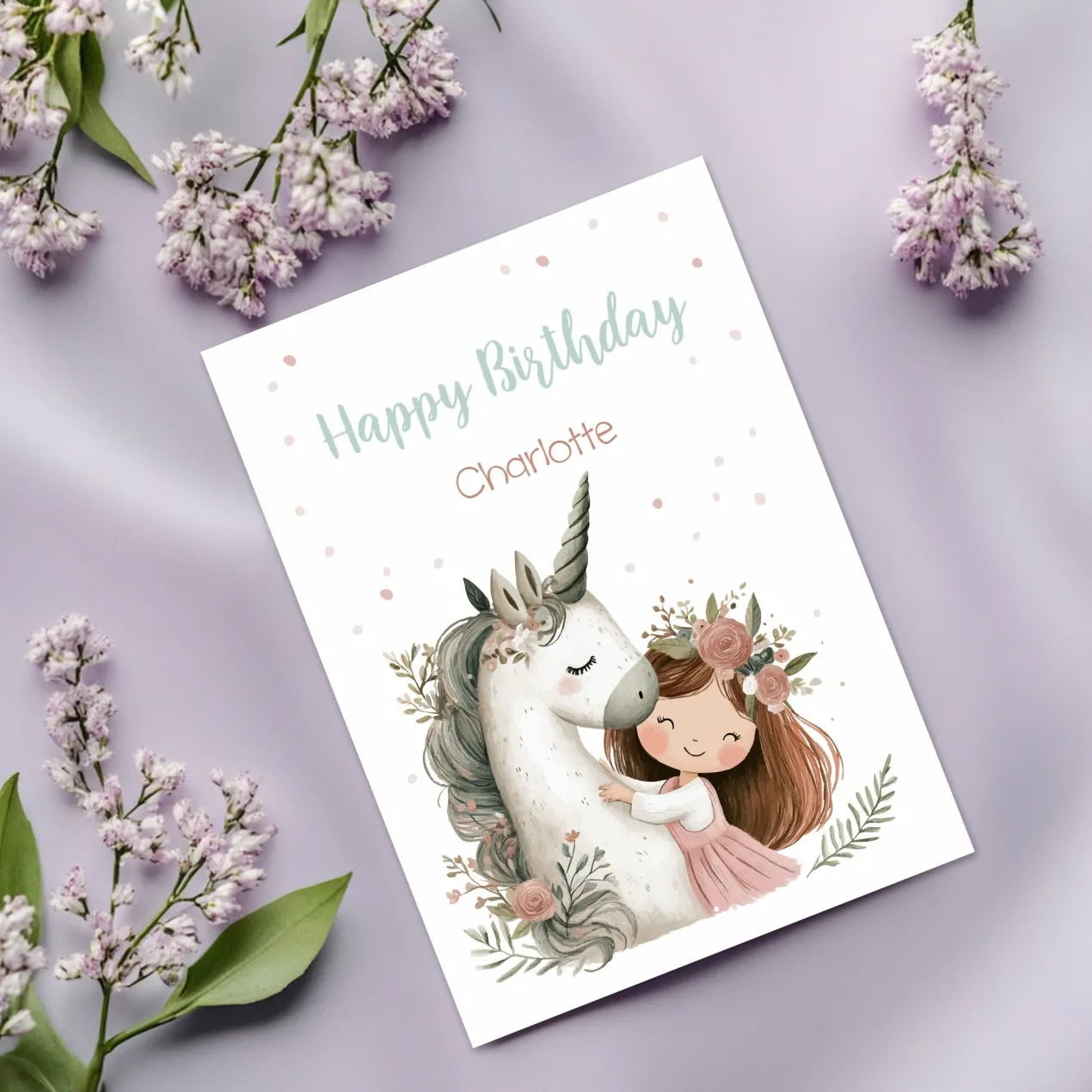Einladungskarte zum Kindergeburtstag mit Einhornmotiv