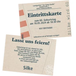 Eintrittskarte - Geburtstagseinladung mit Ihren Wunschtexten