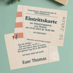 Eintrittskarte - Geburtstagseinladung mit Ihren Wunschtexten