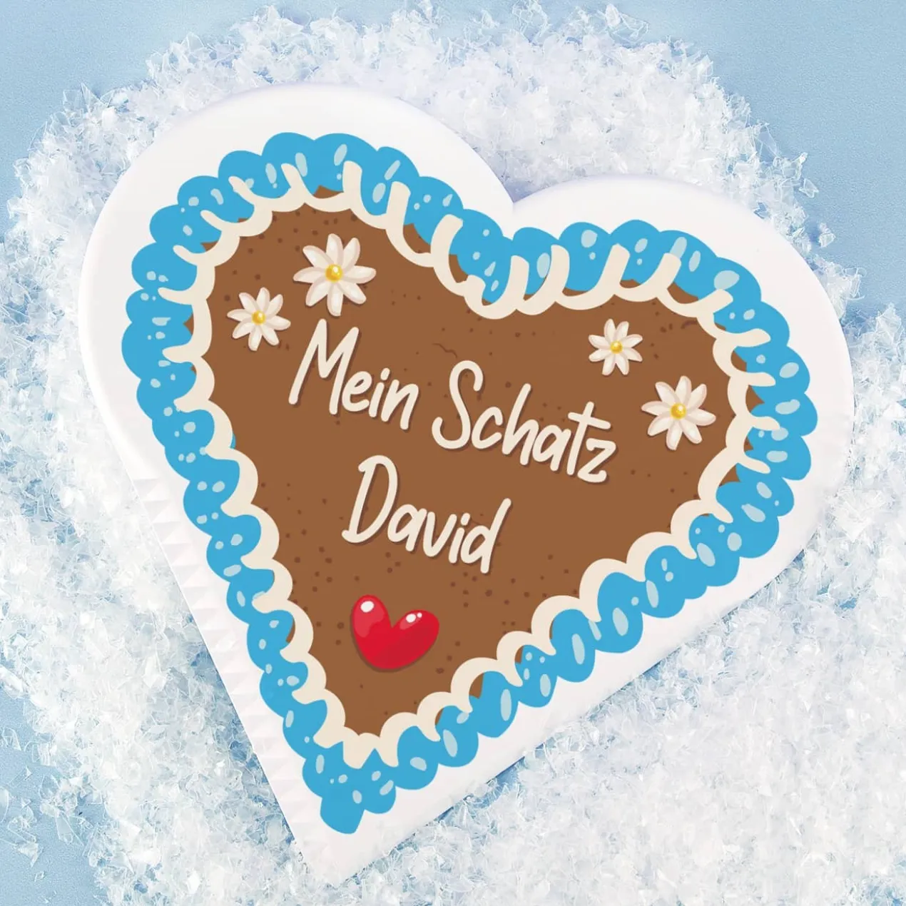 Eiskratzer in Herzform mit Lebkuchenmotiv