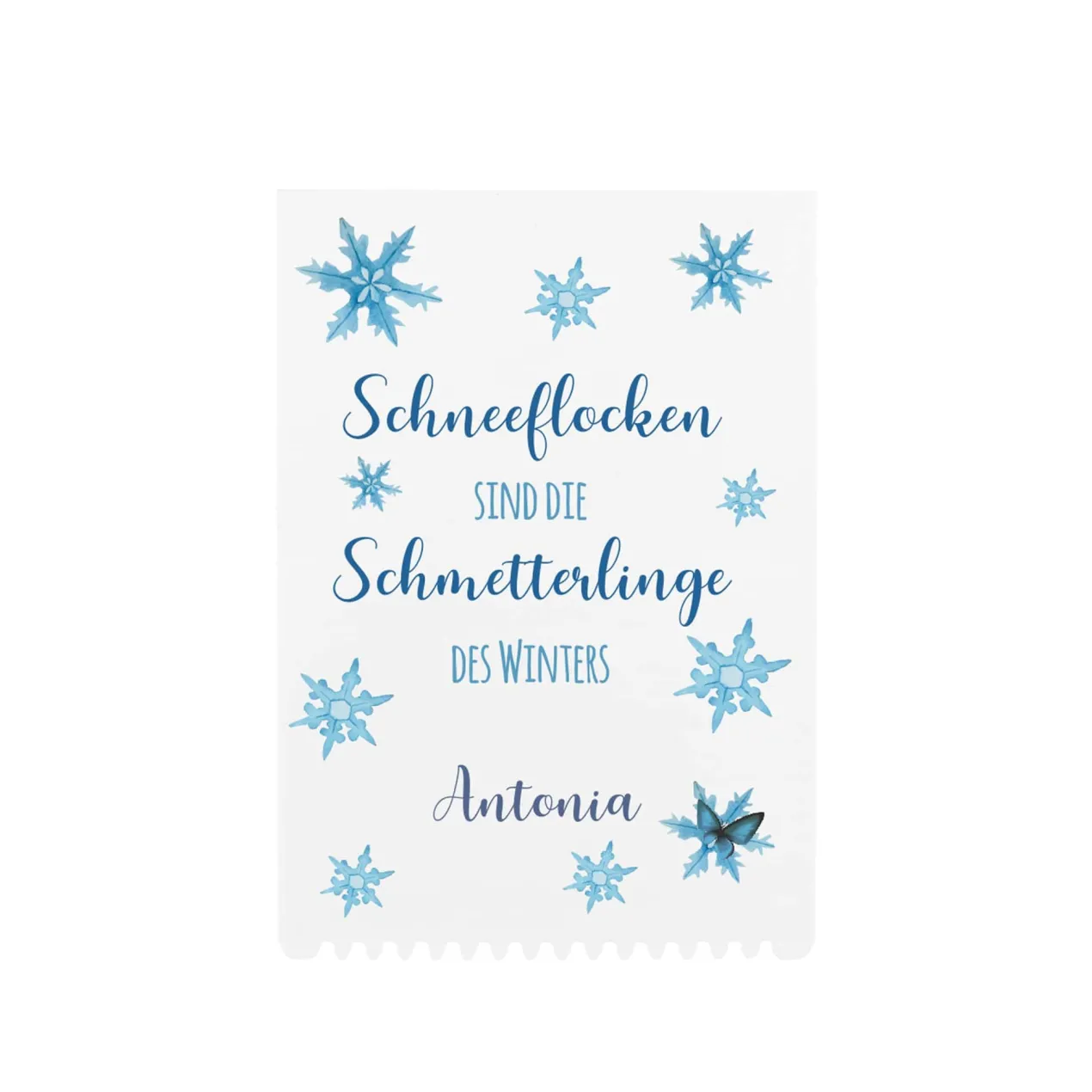 Eiskratzer mit Schneeflockenmotiv und Wunschnamen