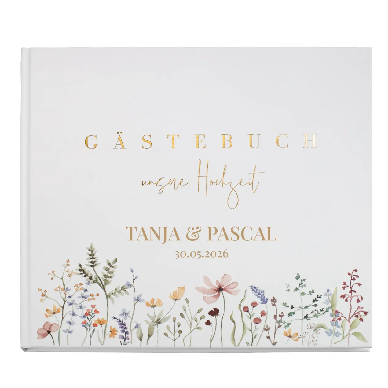 Elegantes Gästebuch zur Hochzeit personalisiert mit Namen & Datum | Illustriertes Erinnerungsbuch