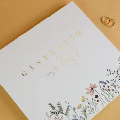 Elegantes Gästebuch zur Hochzeit personalisiert mit Namen & Datum | Illustriertes Erinnerungsbuch