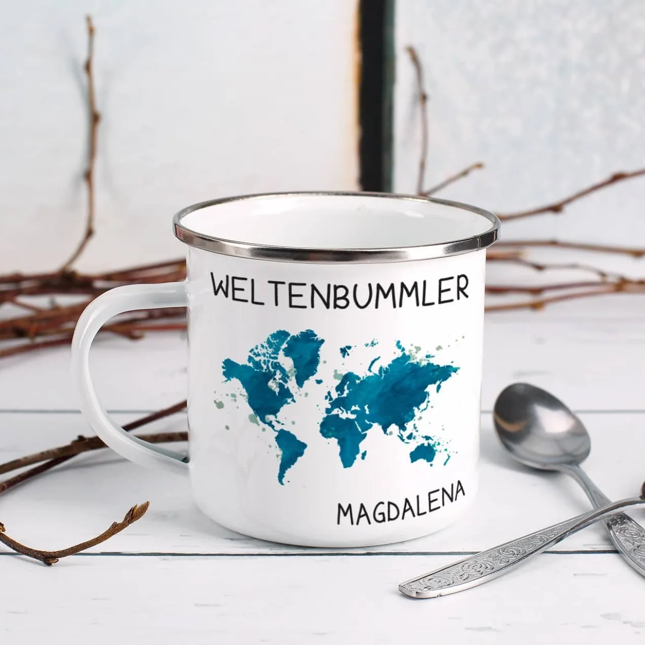 Emaillebecher für Weltenbummler