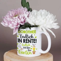 Endlich in Rente! - Tasse für Gärtner mit Wunschname