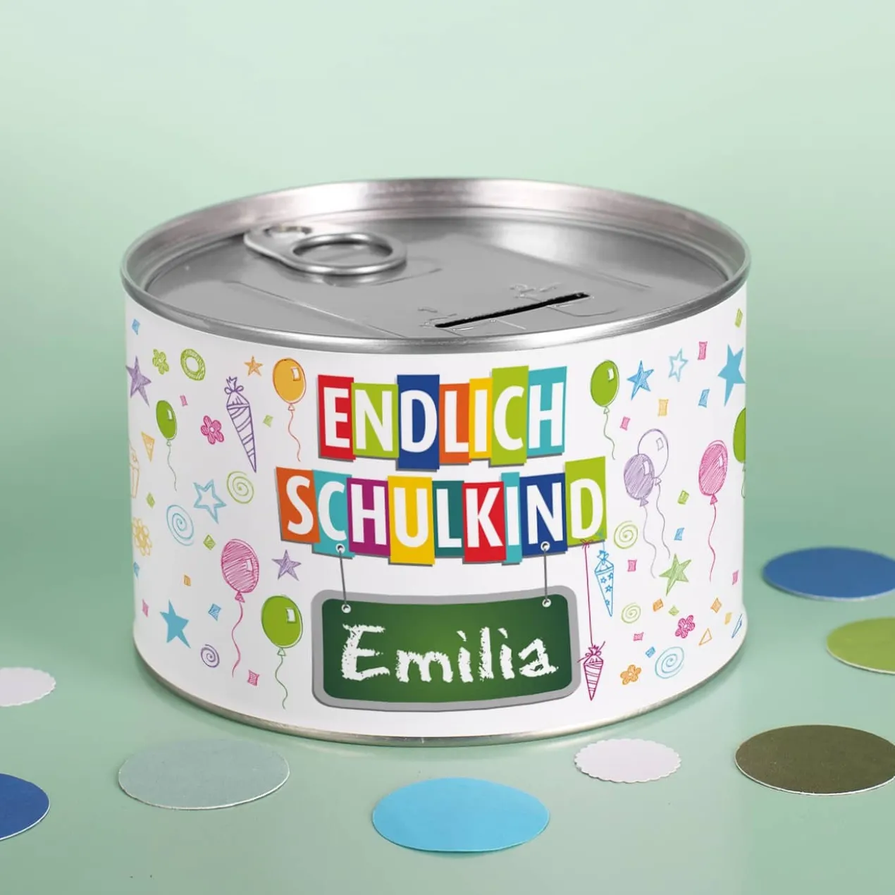 Endlich Schulkind - Aufreiß-Spardose zur Einschulung