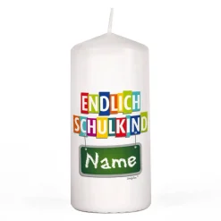 Endlich Schulkind - Kerze mit Name