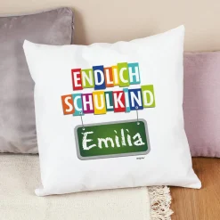 Endlich Schulkind - Kissen mit Name