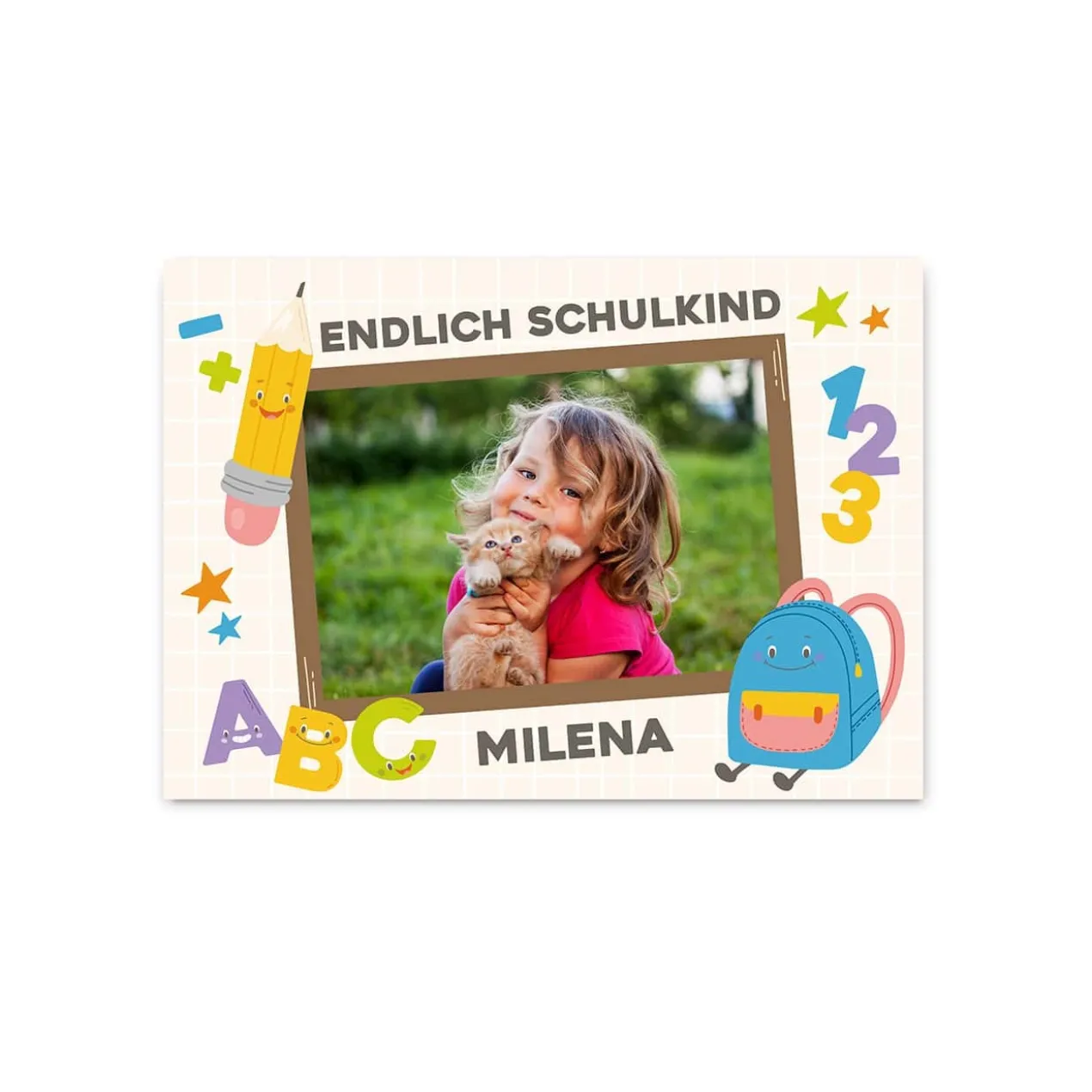 Endlich Schulkind - kleines Banner zur Einschulung mit Foto