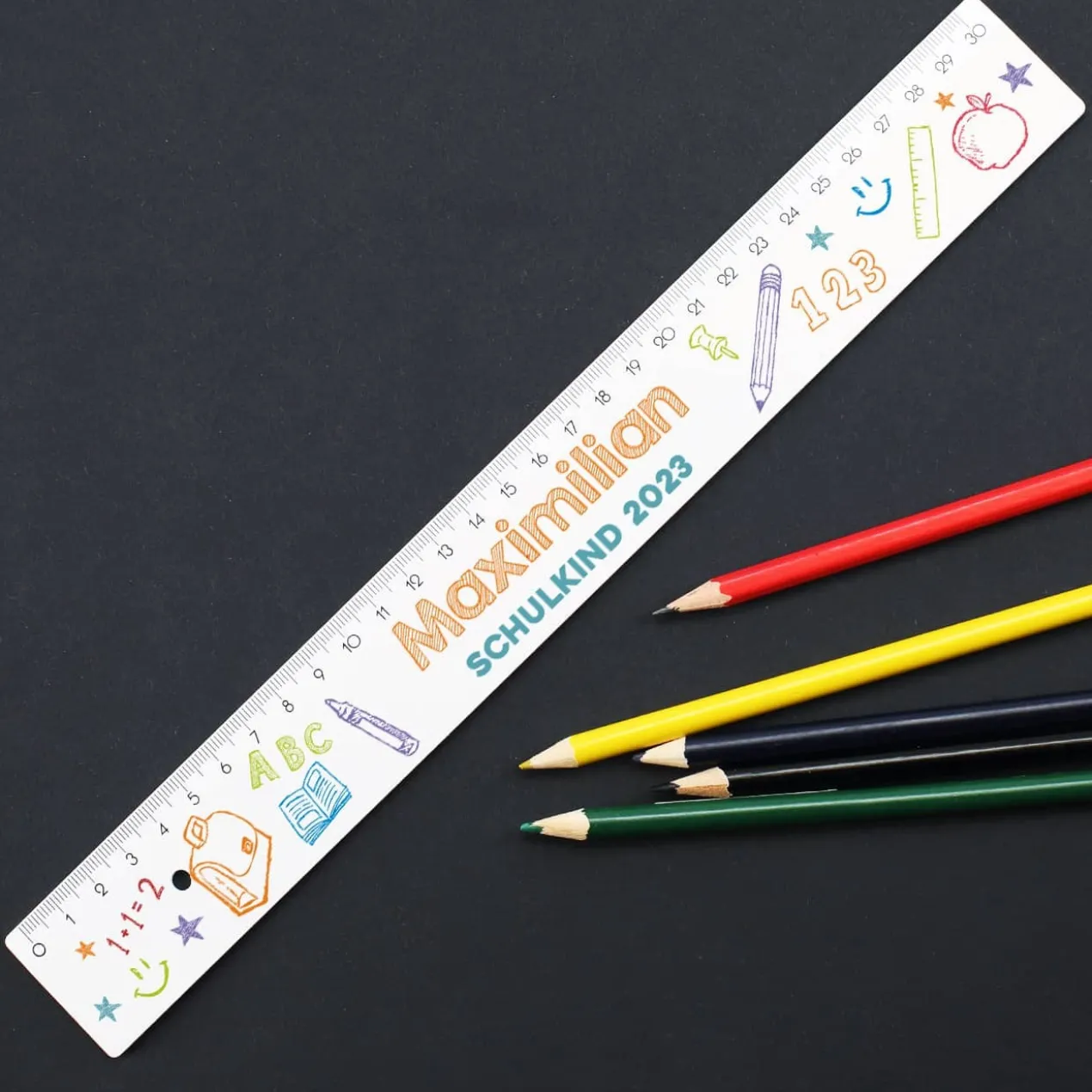 Endlich Schulkind - Lineal mit Namensaufdruck und Wunschtext
