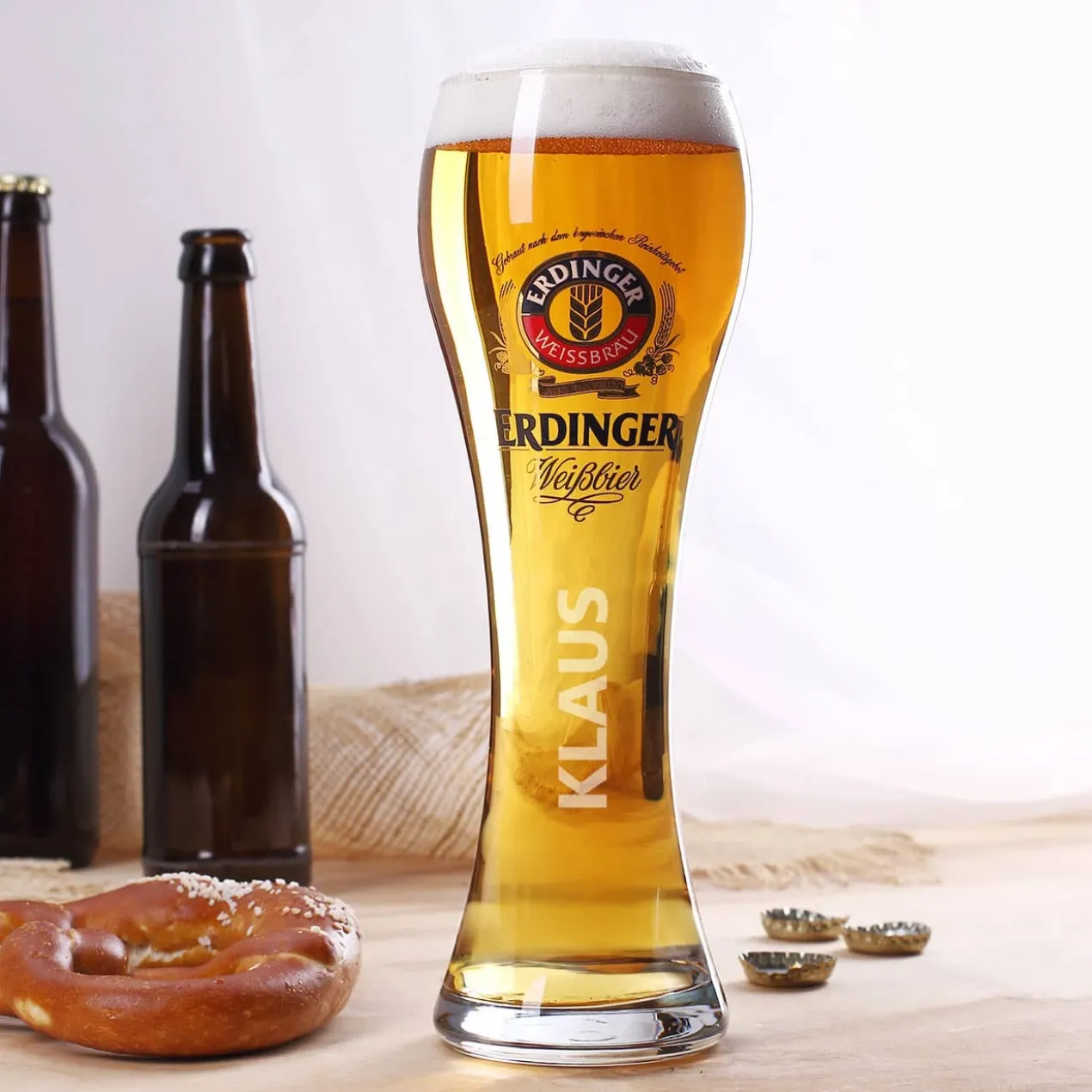 Erdinger Weissbräu Weizenbierglas mit Ihrem Wunschnamen graviert