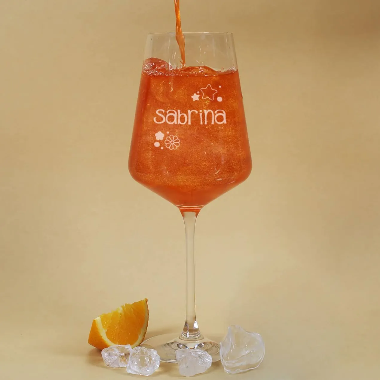 70er Jahre Flower Power - Glitter Spritz Geschenkset mit Name, Anlass und Wunschtext personalisiert