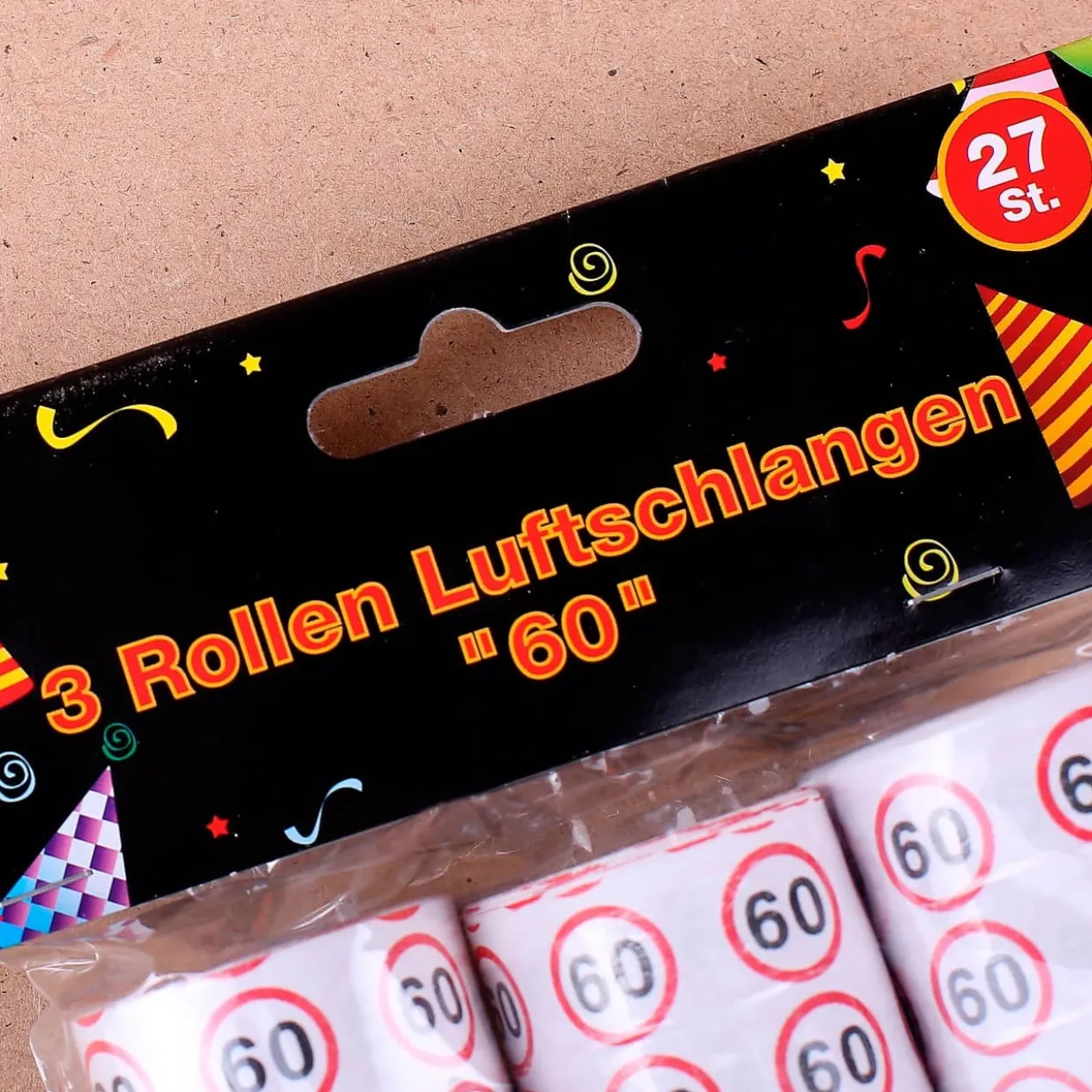 3er Pack Luftschlangen zum 60. Geburtstag