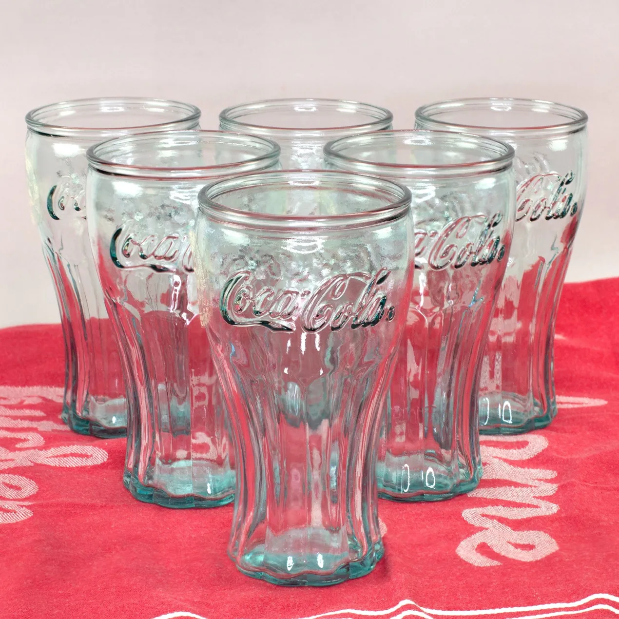 6er Pack Retro Coca-Cola Glas in klassischer Form als Geschenk Set | Nachhaltig & Handgefertigt
