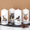 4er Set Adventskerzen mit Wintertieren und Wunschtext
