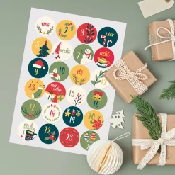 24er Set Aufkleber als DIY Adventskalender personalisiert mit Name | Weihnachtsmotive