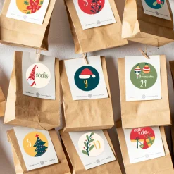 24er Set Aufkleber als DIY Adventskalender personalisiert mit Name | Weihnachtsmotive