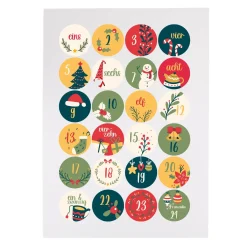 24er Set Aufkleber als DIY Adventskalender personalisiert mit Name | Weihnachtsmotive