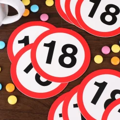 10er - Set Bierdeckel zum 18. Geburtstag mit Verkehrszeichen - Motiv