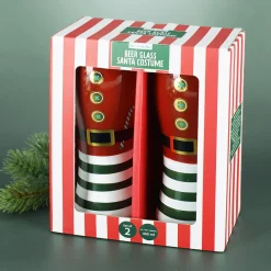 2er Set Bierglas Santa Kostüm