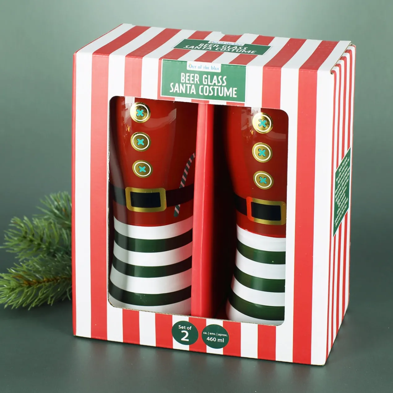 2er Set Bierglas Santa Kostüm