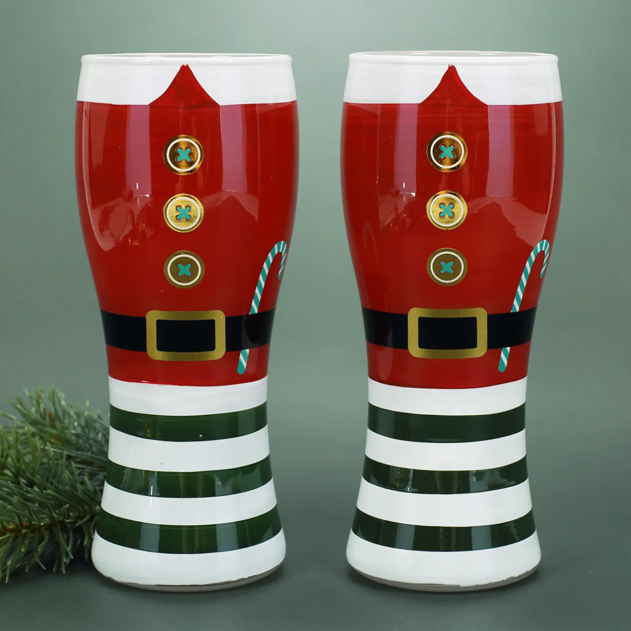 2er Set Bierglas Santa Kostüm