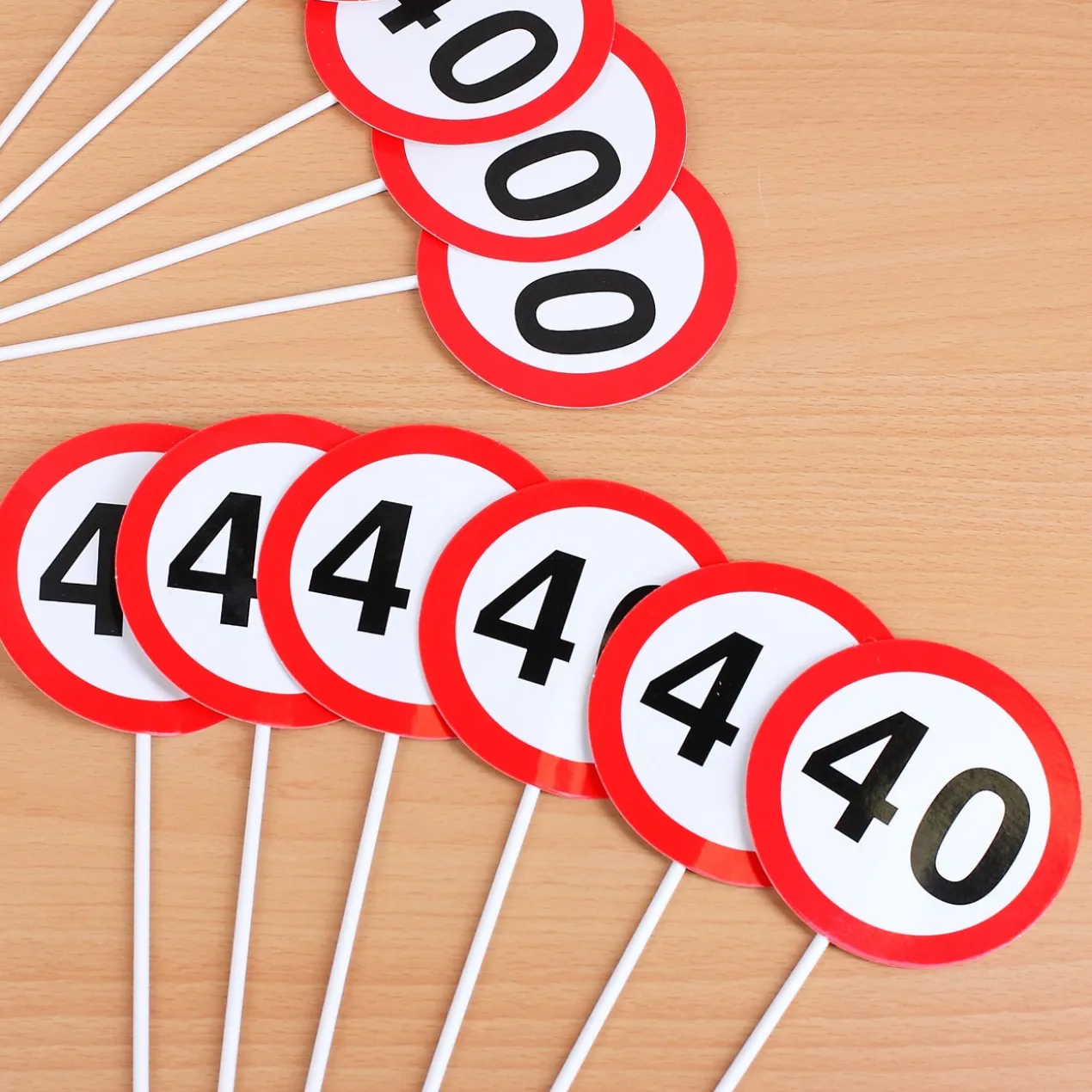 12er Set Dekoschilder Verkehrszeichen zum 40.