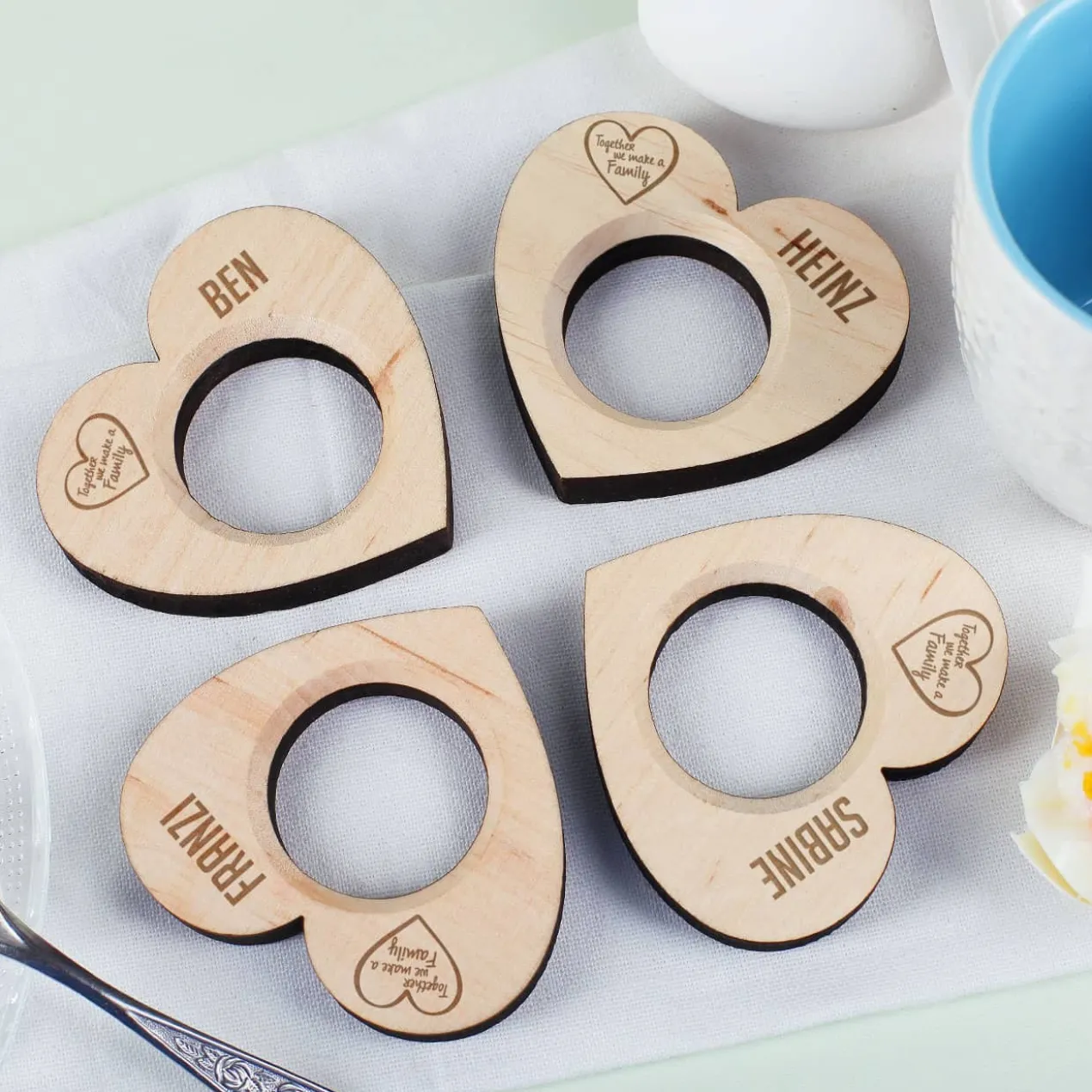 4er Set Eierbecher mit Gravur - Family