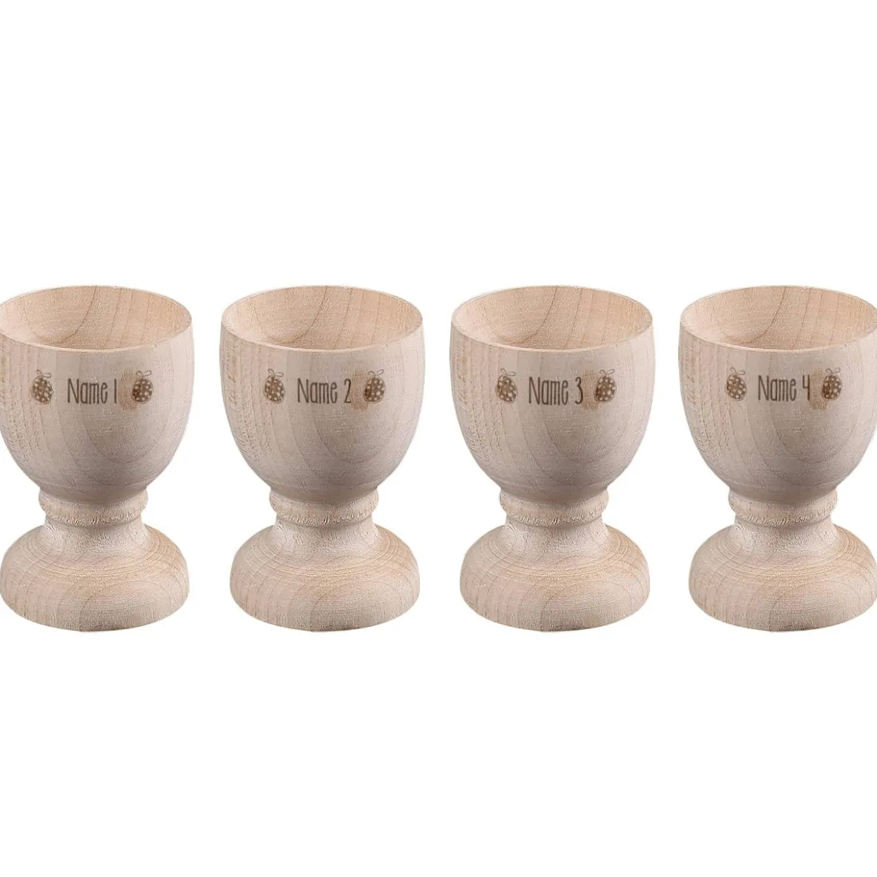 4er Set Eierbecher zu Ostern aus Holz