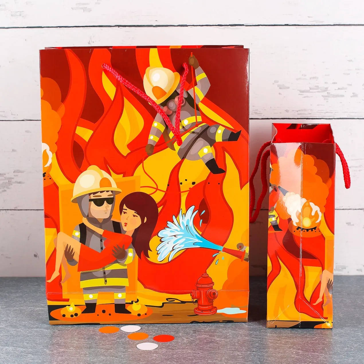2er Set Geschenktasche - Feuerwehr