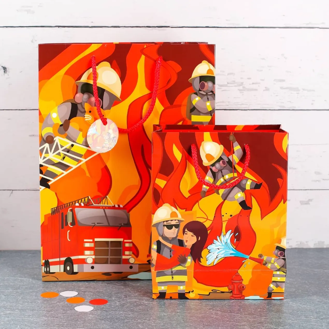 2er Set Geschenktasche - Feuerwehr