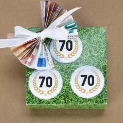 3er Set Golfbälle personalisiert mit Zahl im Lorbeerkranz | Geschenk zum Geburtstag oder Jubiläum