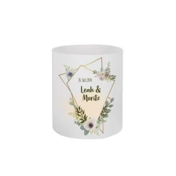 4er Set Lichthüllen zur Hochzeit mit Blüten, Namen und Datum, 2 Größen