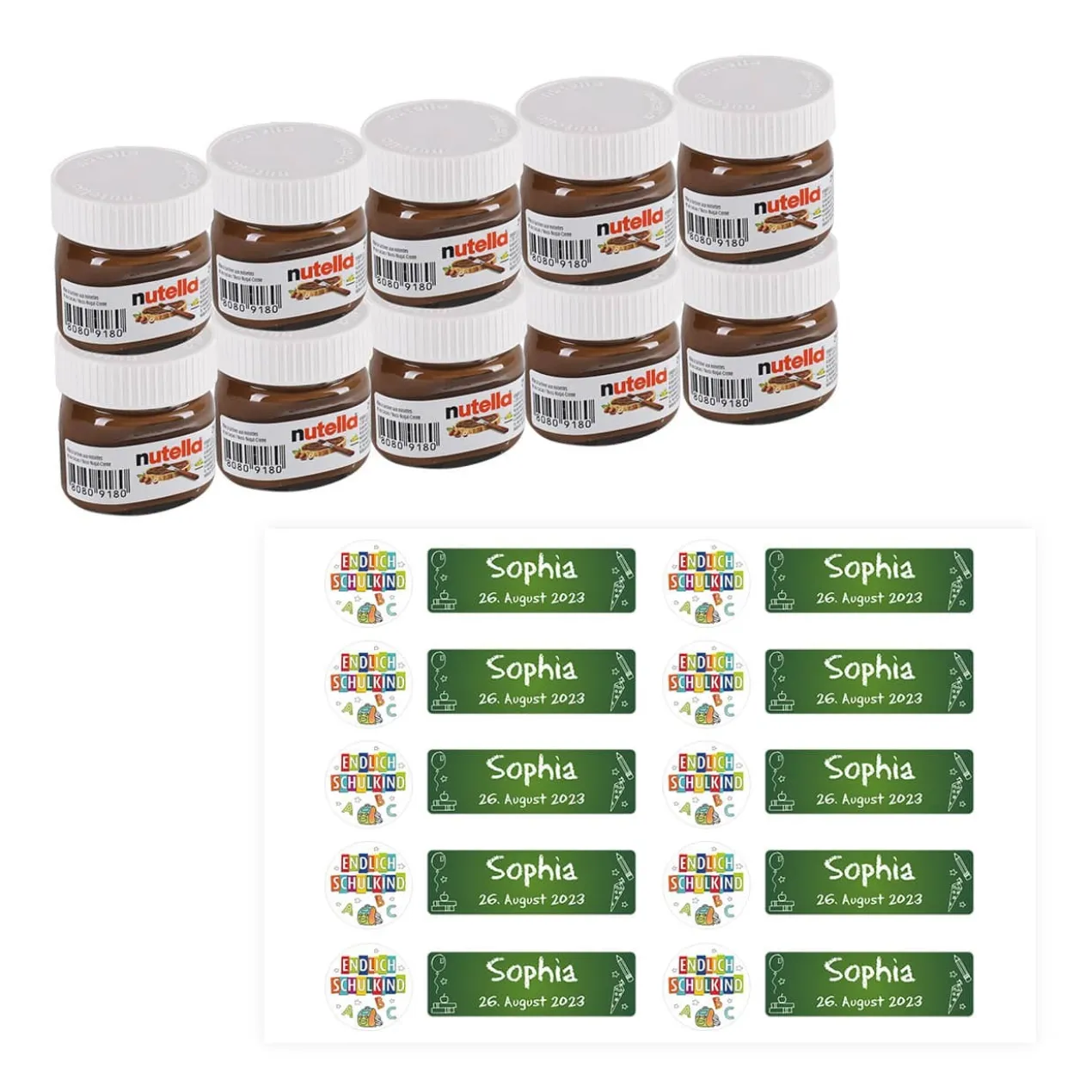 10er Set Nutella als Gastgeschenk zur Einschulung