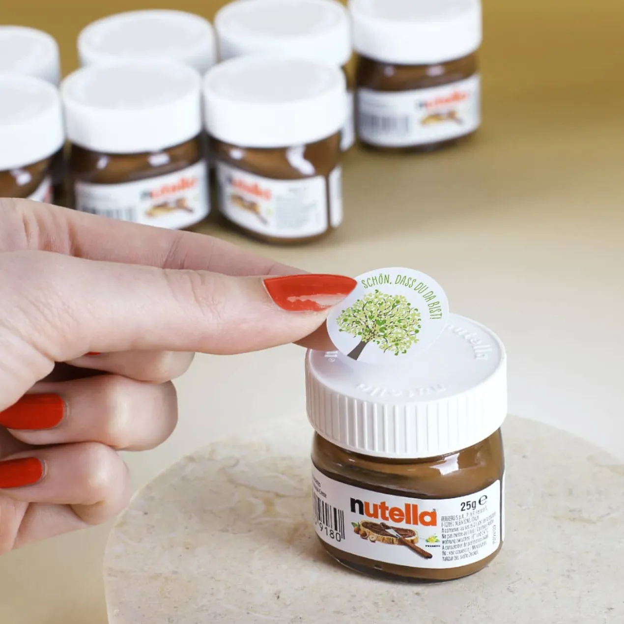 10er Set Nutella Gläschen zur Konfirmation, Kommunion oder Taufe in 3 Farbvarianten