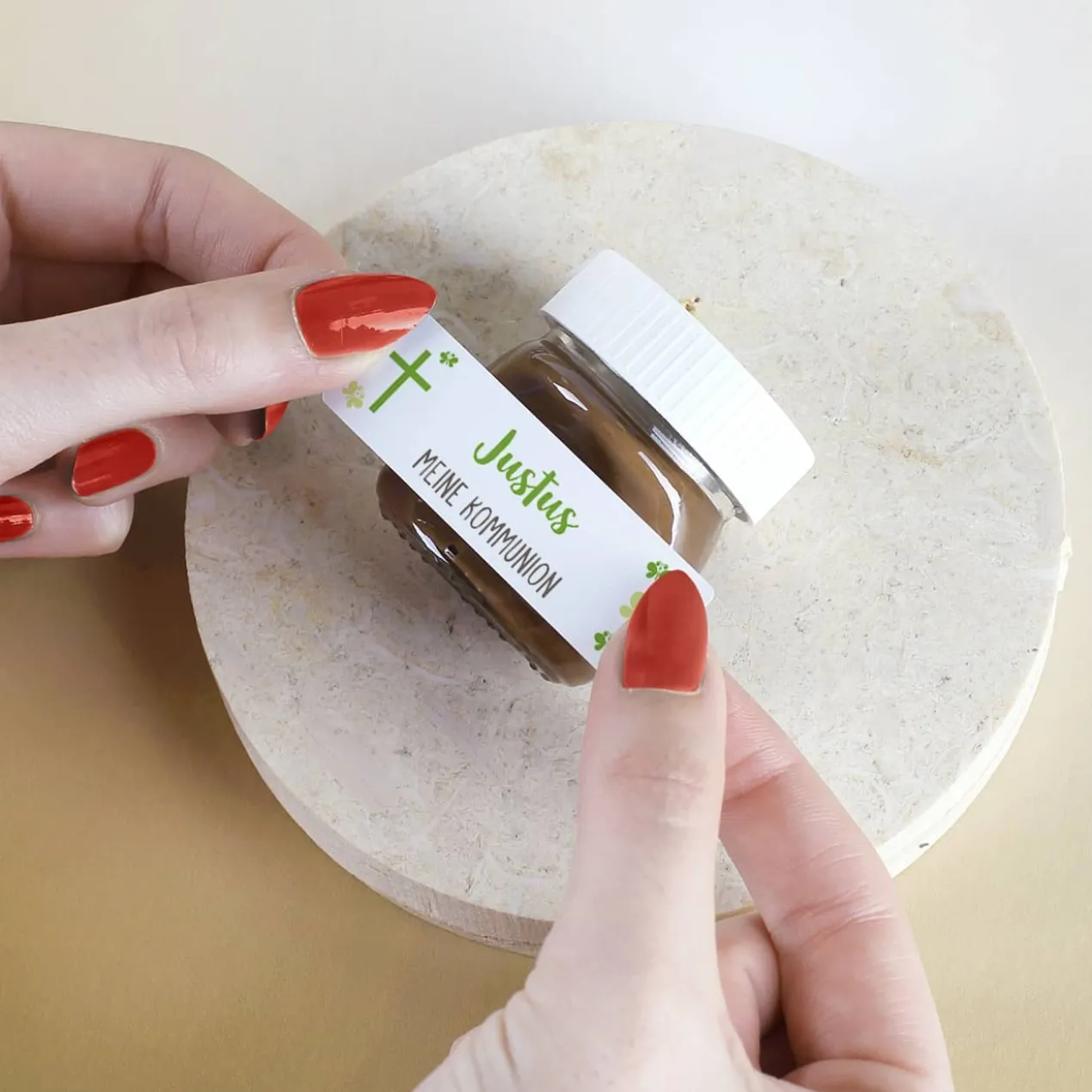 10er Set Nutella Gläschen zur Konfirmation, Kommunion oder Taufe in 3 Farbvarianten
