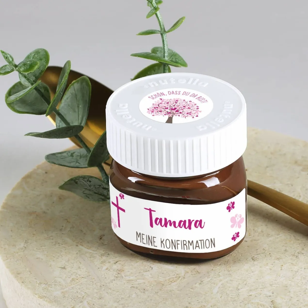 10er Set Nutella Gläschen zur Konfirmation, Kommunion oder Taufe in 3 Farbvarianten