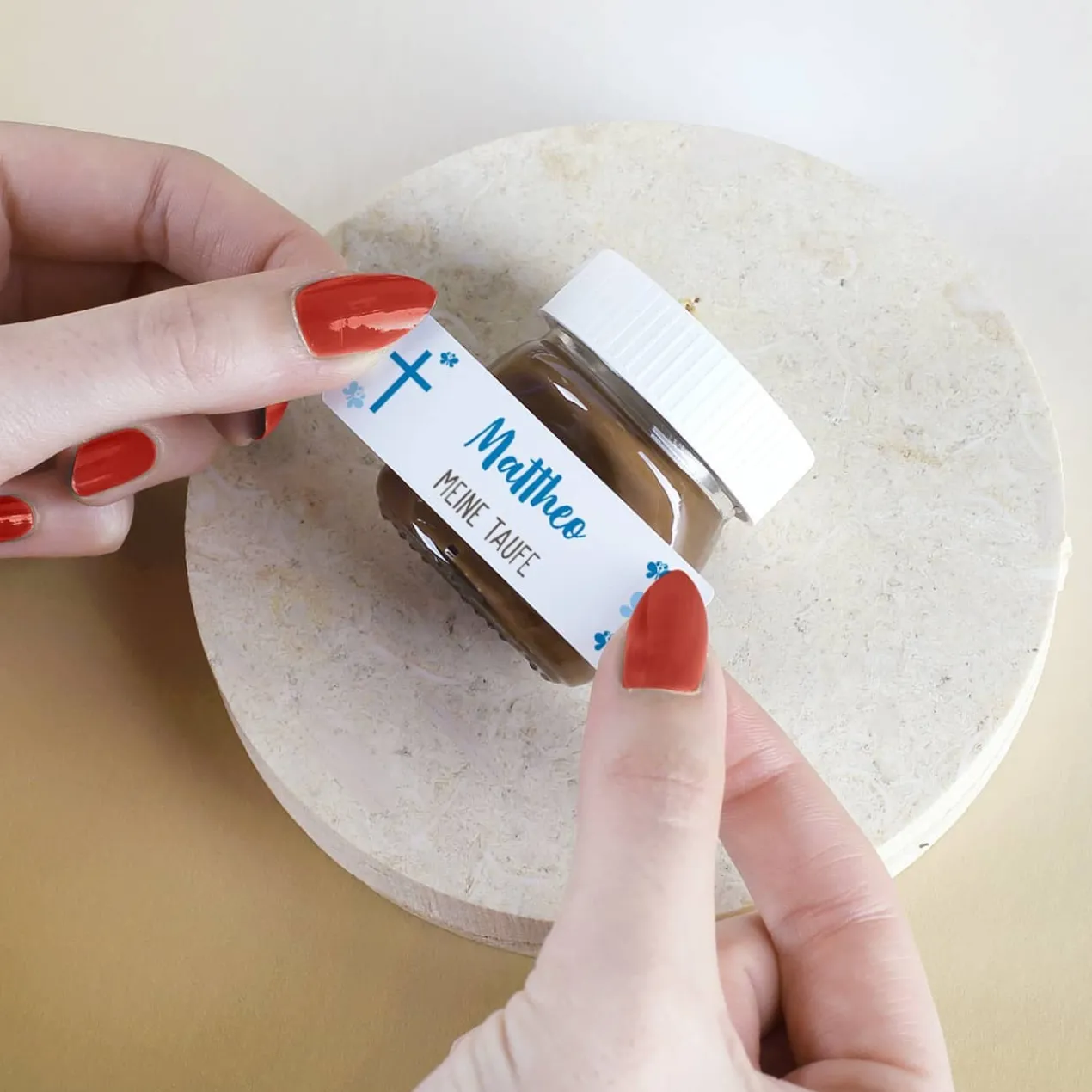 10er Set Nutella Gläschen zur Konfirmation, Kommunion oder Taufe in 3 Farbvarianten