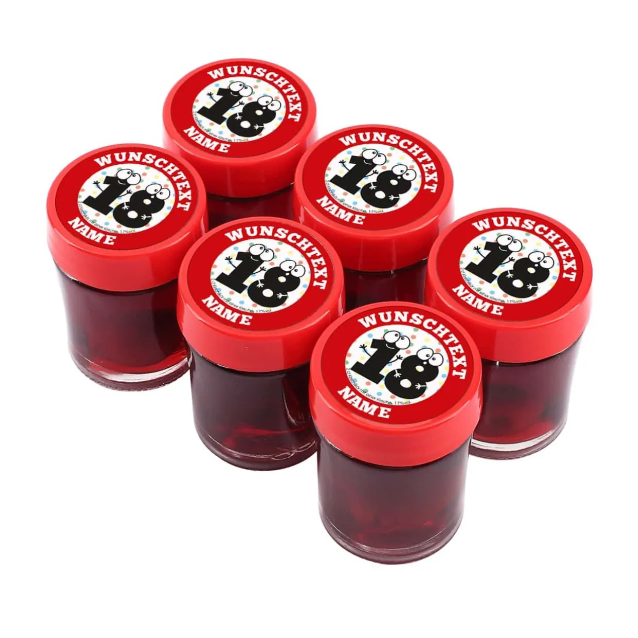 6er Set persönlicher Schnaps zum 18. Geburtstag