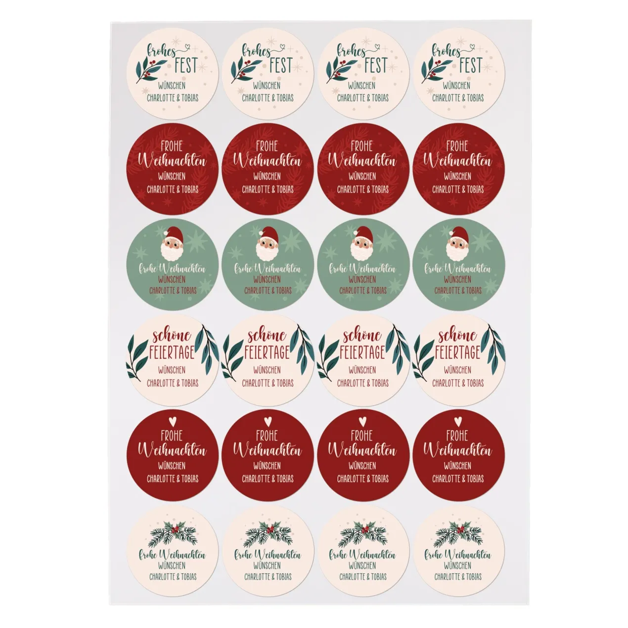 24er Set personalisierbare Aufkleber für Geschenke | Sticker für Weihnachtsgeschenke