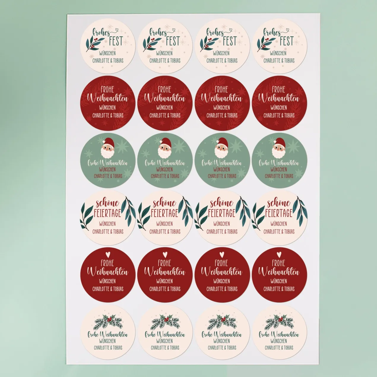 24er Set personalisierbare Aufkleber für Geschenke | Sticker für Weihnachtsgeschenke
