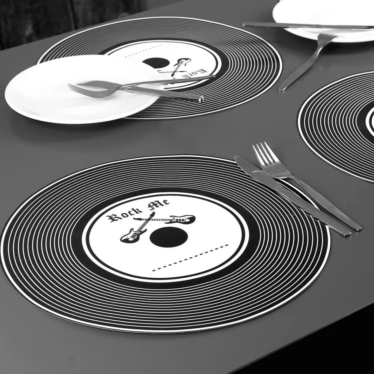 6er-Set Platzdeckchen im Schallplatten-Look