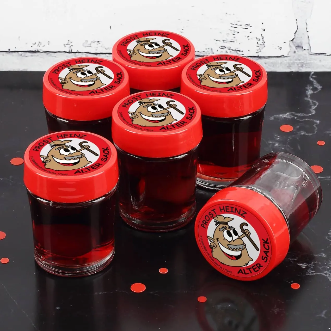 6er Set Schnaps - Prost Alter Sack - mit Ihrem Wunschnamen